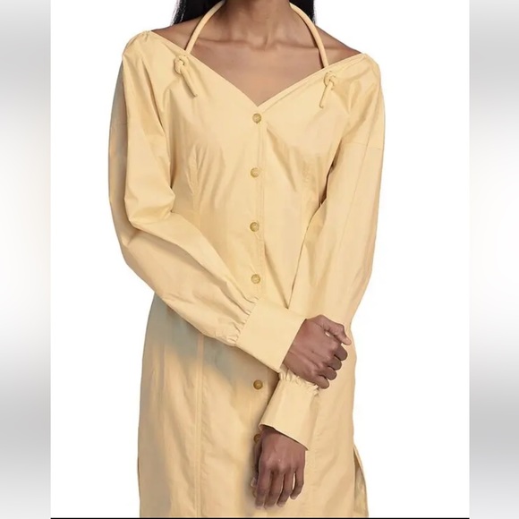 Nanushka off‎ the shoulder halterneck Poplin Midi Dress - Picture 3 of 8